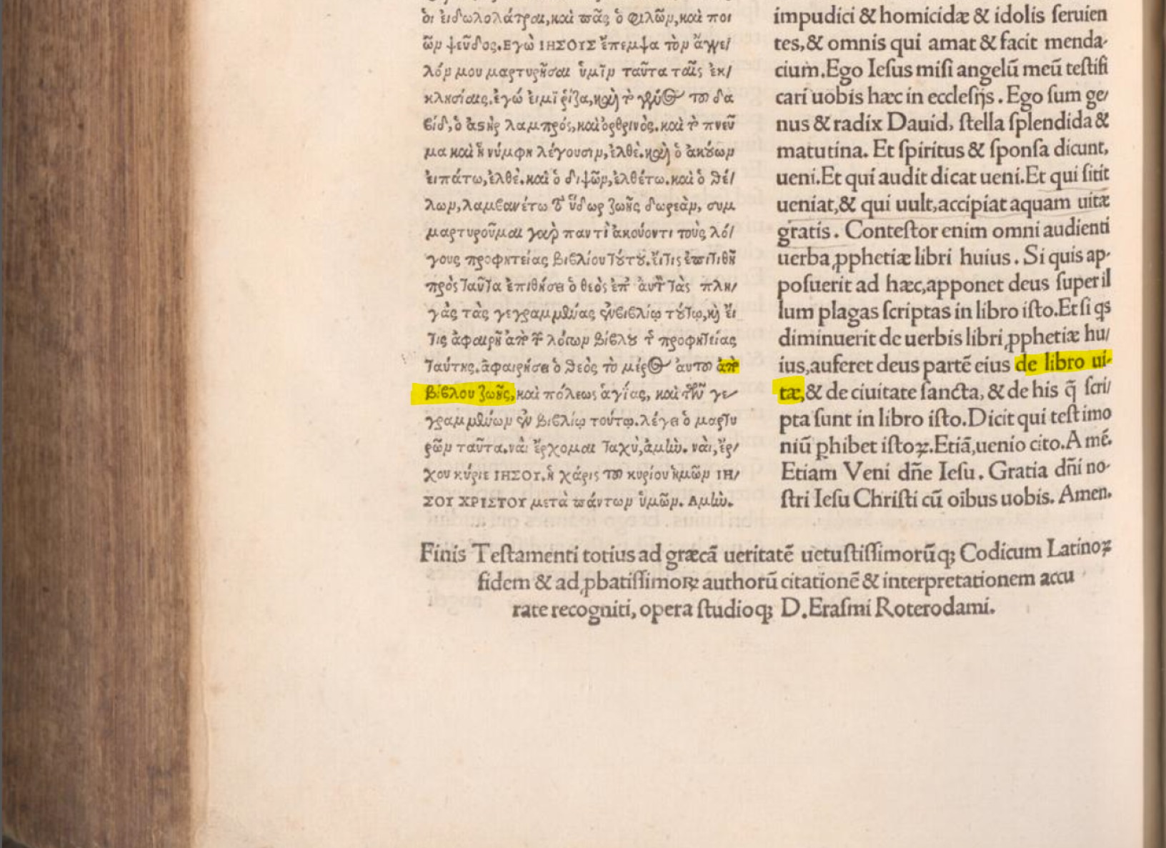 Erasmus Novum Instrumentum 1516 -apoc 22_19