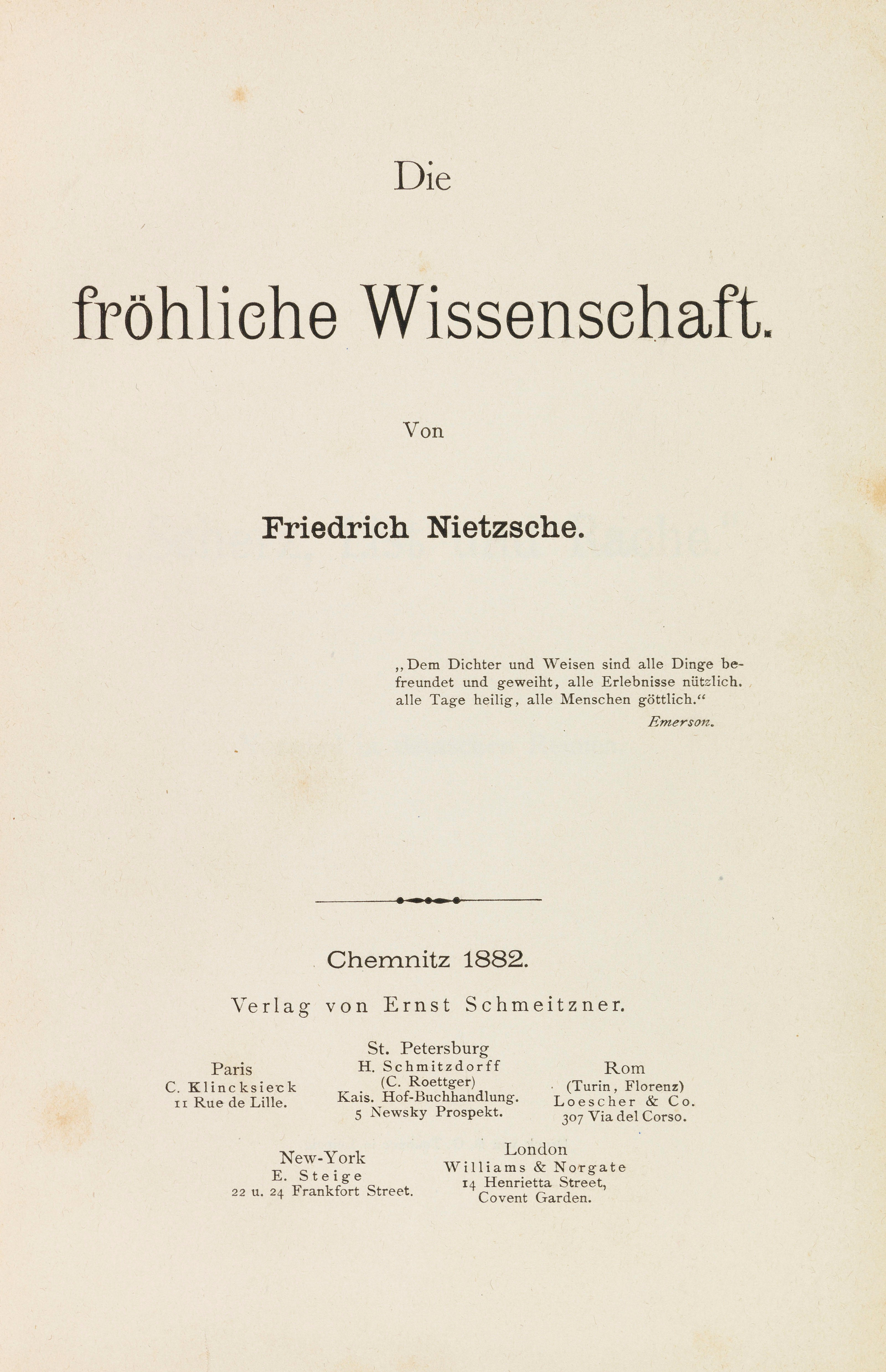 frohlische wissenschaft - eerste druk titelpagina