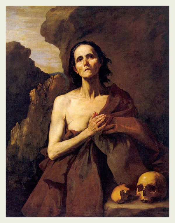 Jusepe de Ribera: Maria Aegyptiaca, de oude kluizenares met de mantel van Zosimus