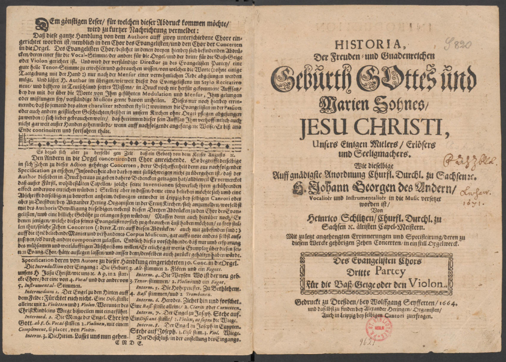 historia schutz titelpagina en toelichting 1664